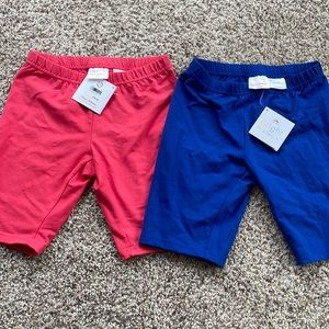 2 NWT Hanna Andersson girls bike shorts, one blue one pink/red, 140 (age 10)